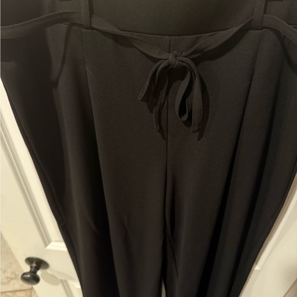NYC Black Women's Trousers with Tie Waist